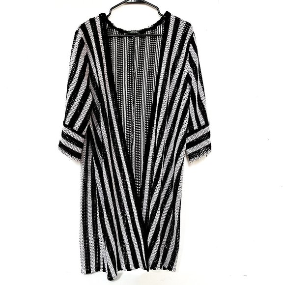 wild fable Tops - wild fable black + white striped kimono top